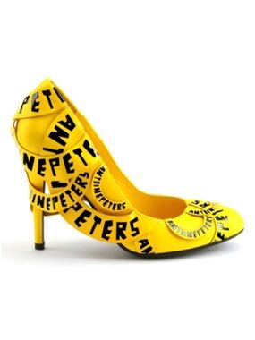 United Nude Yellow Graphic Lettering Pointed Toe Pump